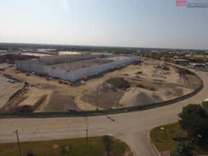 A peak at the progress of the new 242,000-sq.ft. Woodman’s Food Market in Bloomingdale, Ill., expected to open in the summer of 2021.