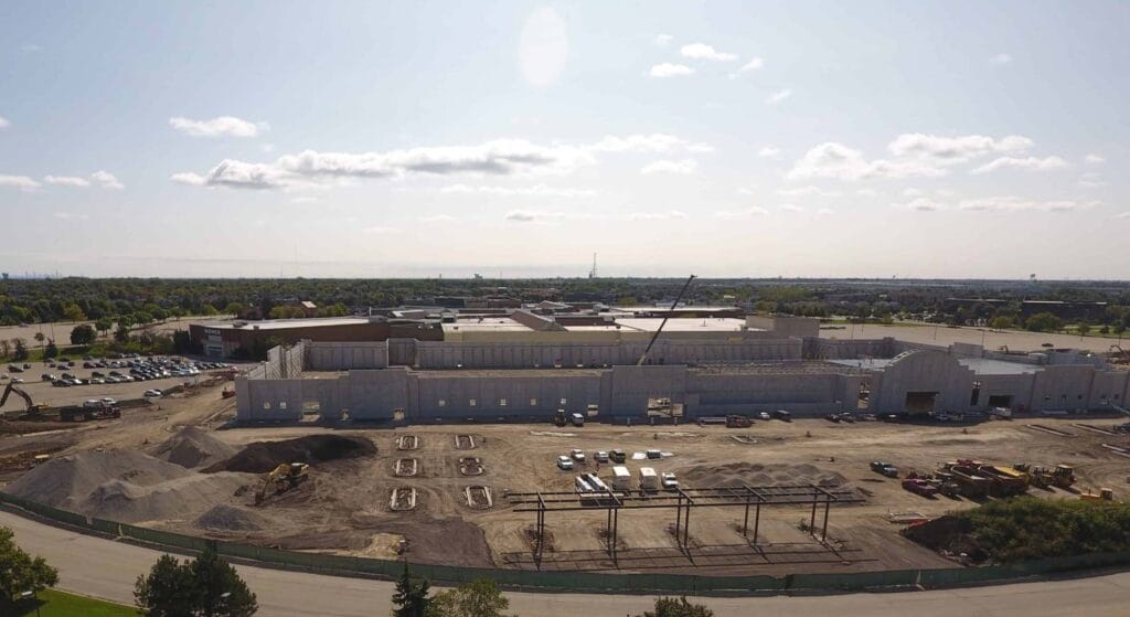 a warehouse under construction